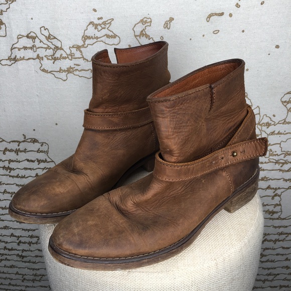 Madewell Women's Approx. Size 7.5 The Biker Boot Distresses Apple Butter Brown - Picture 5 of 16